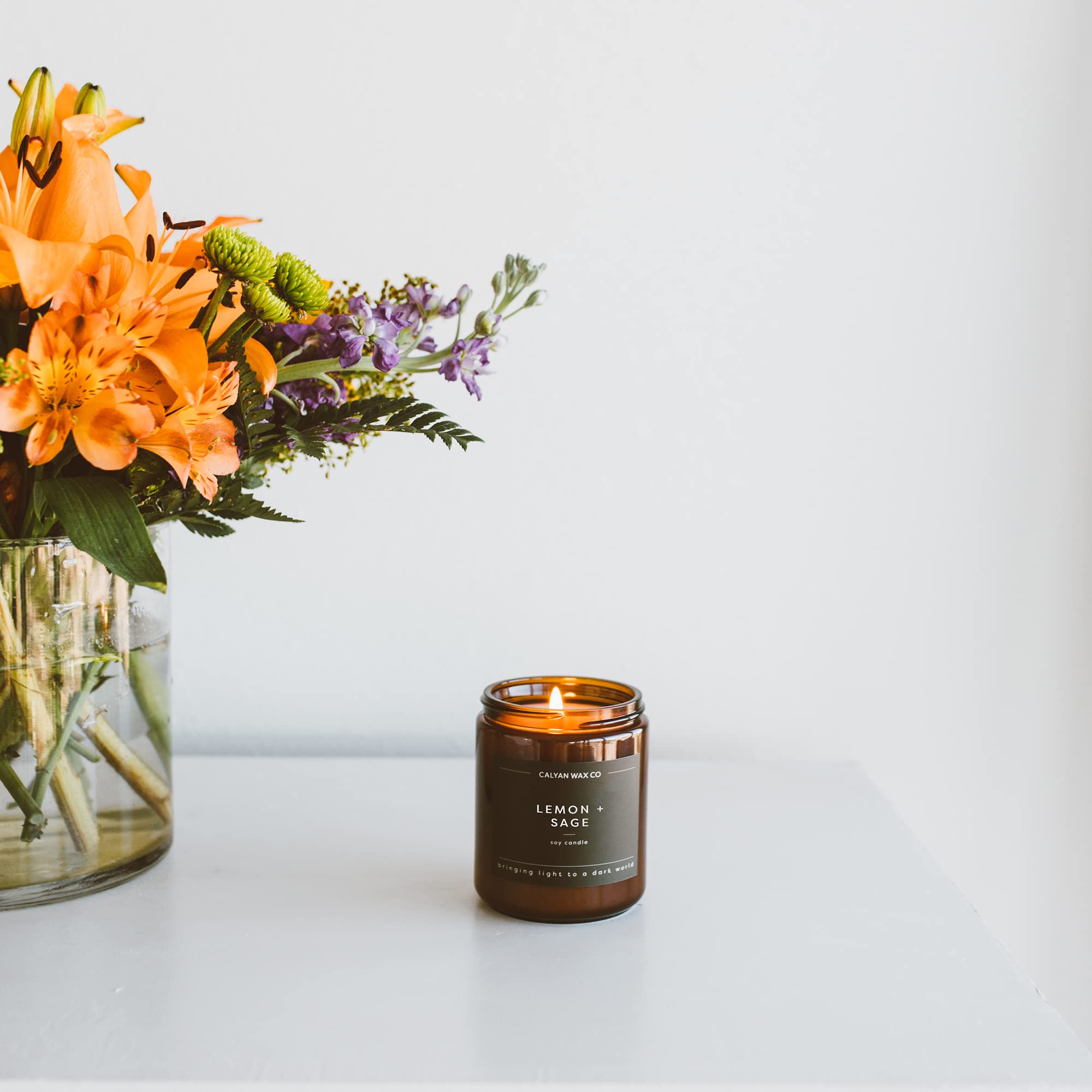 Calyan Wax Co soy wax and essential oils for clean, even burn.