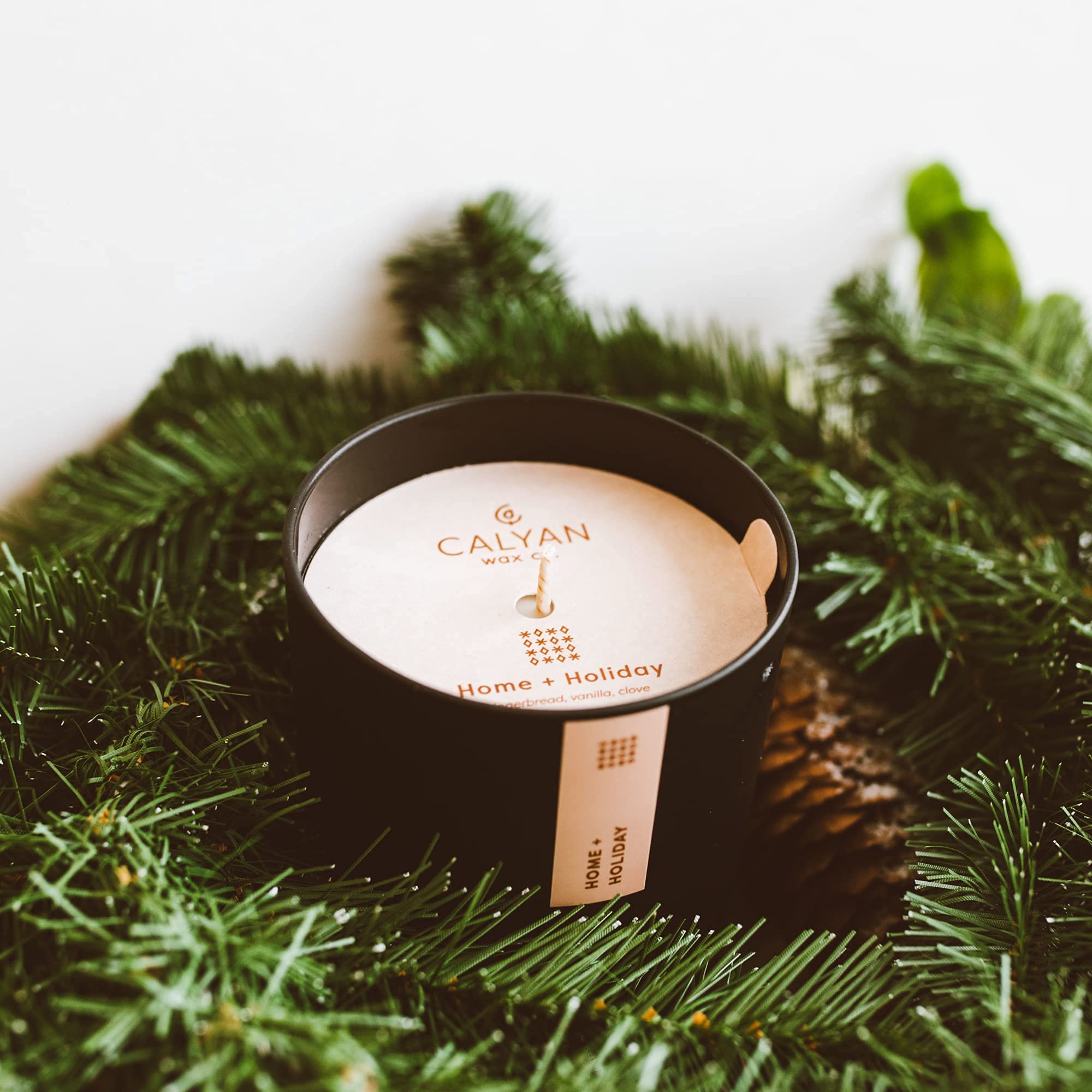 Calyan Wax Co. vegan, cruelty-free candle uses plant-based ingredients for ambiance.