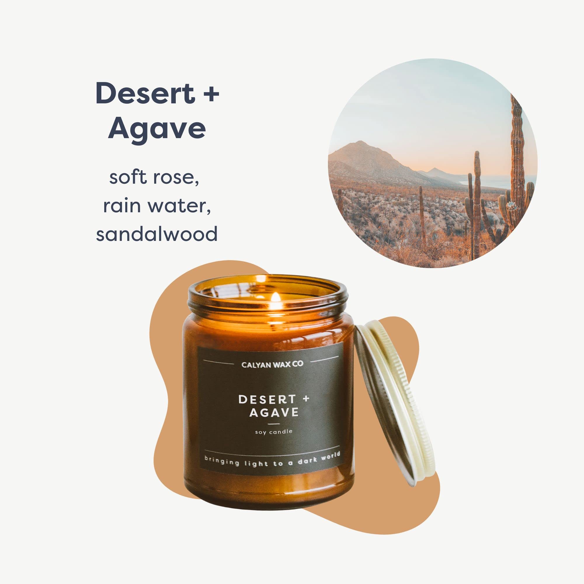 Calyan Wax Co. Desert & Agave rose-geranium-bloom candle cozy spaces