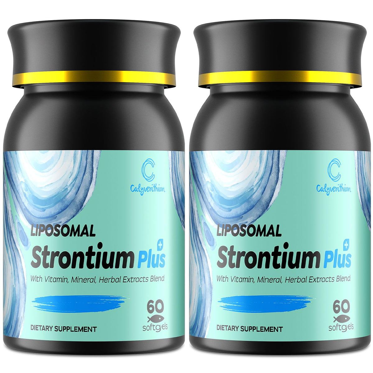Calyverithion Liposomal Strontium Citrate 680mg bottle close-up for advanced bone support potential.