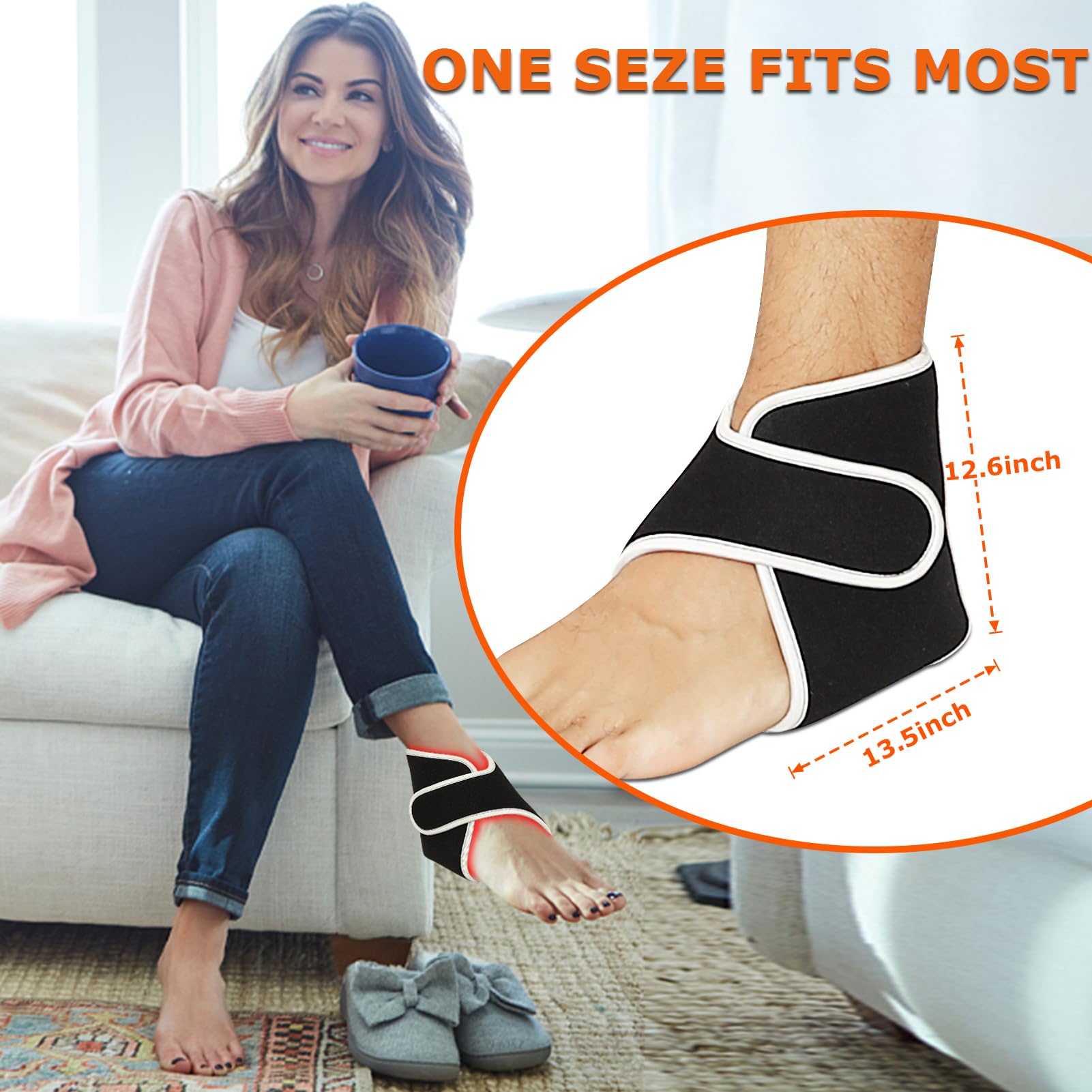 CAMECO ankle wrap fits up to US size 13 for comfortable wear.