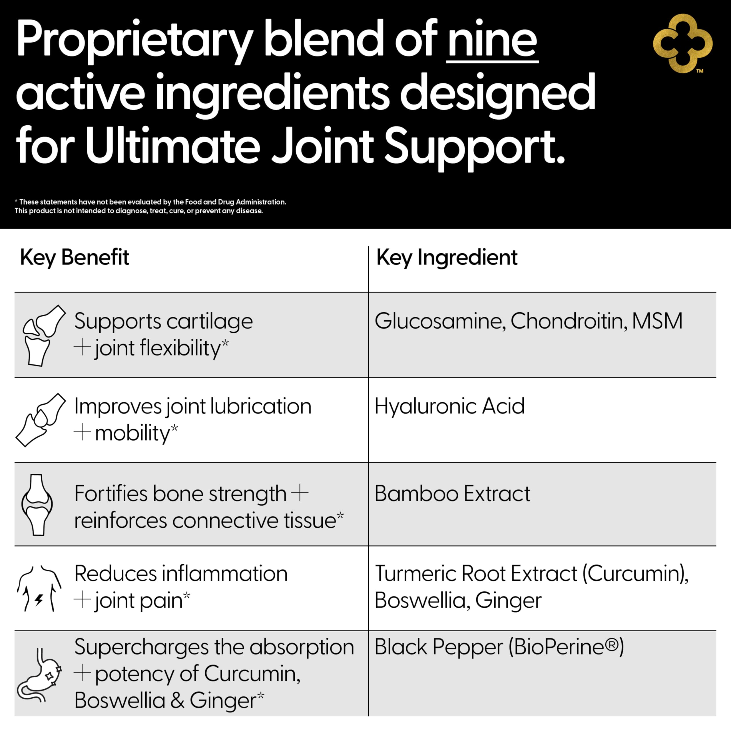 Campio bottle with ingredients icons indicating tested purity and quality