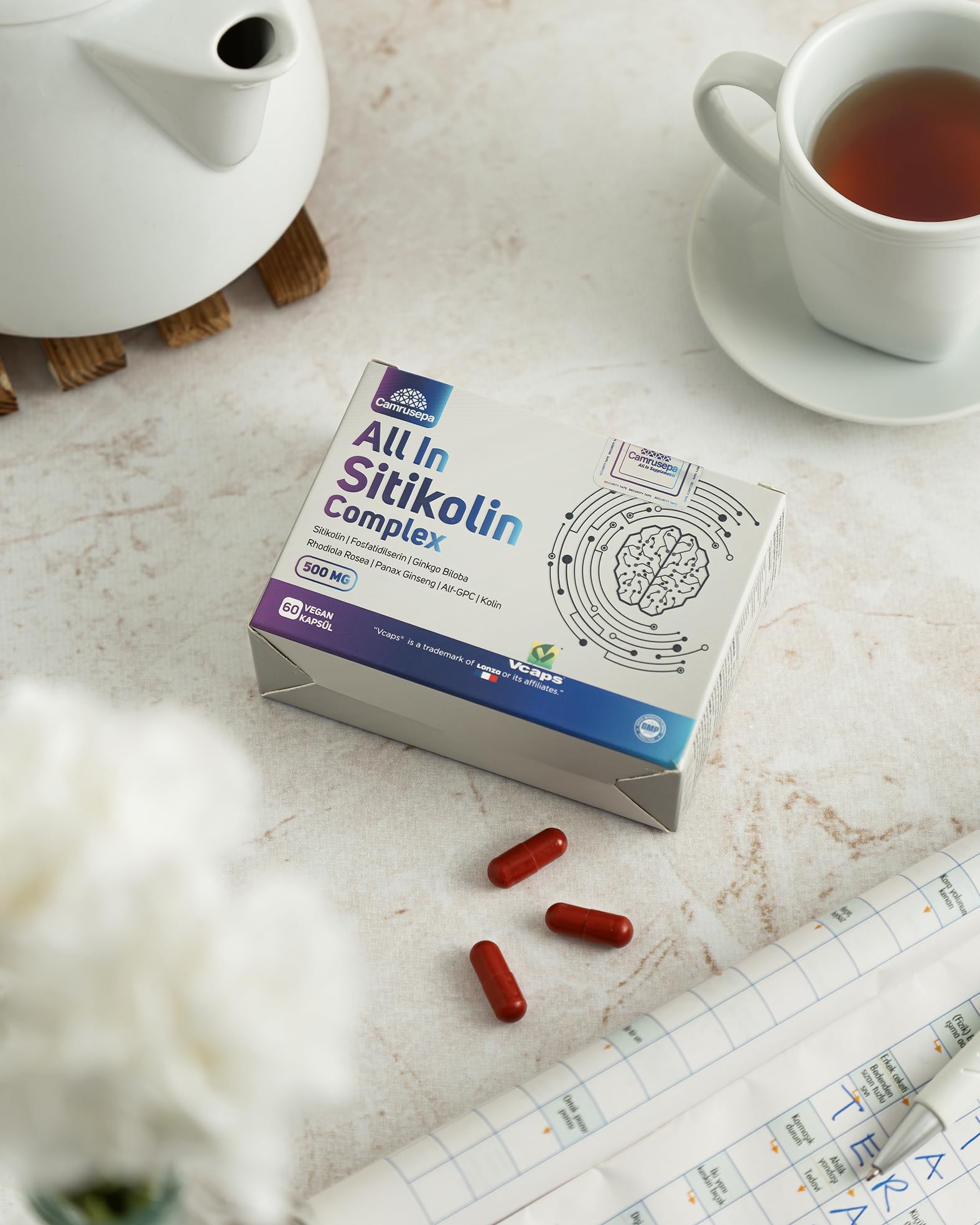 Note on tablet and capsule details for Camrusepa All in Citicoline
