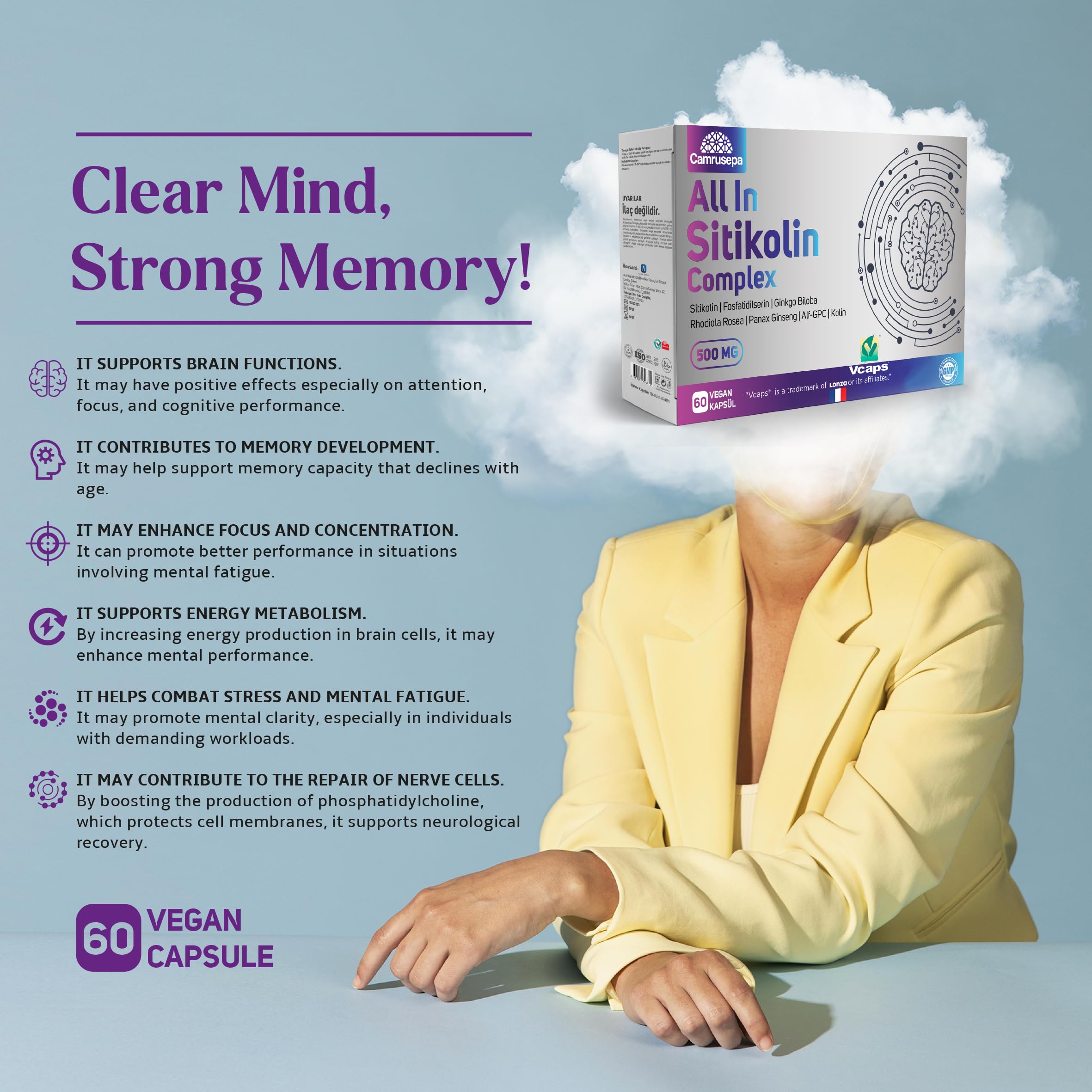 Vegan capsules of Camrusepa All in Citicoline Complex