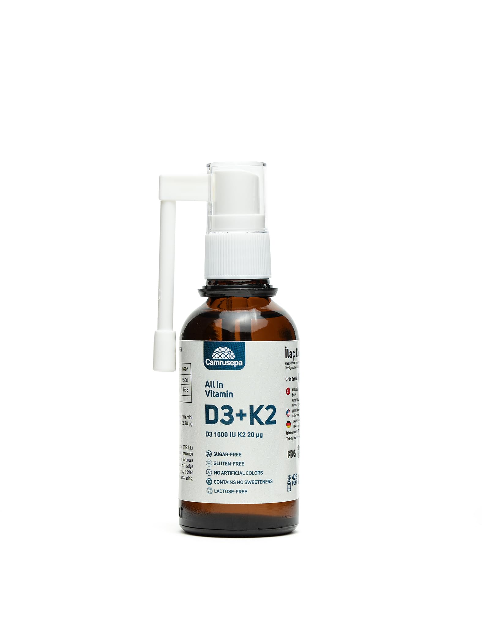 Camrusepa All in D3+K2 spray bottle for daily wellness support