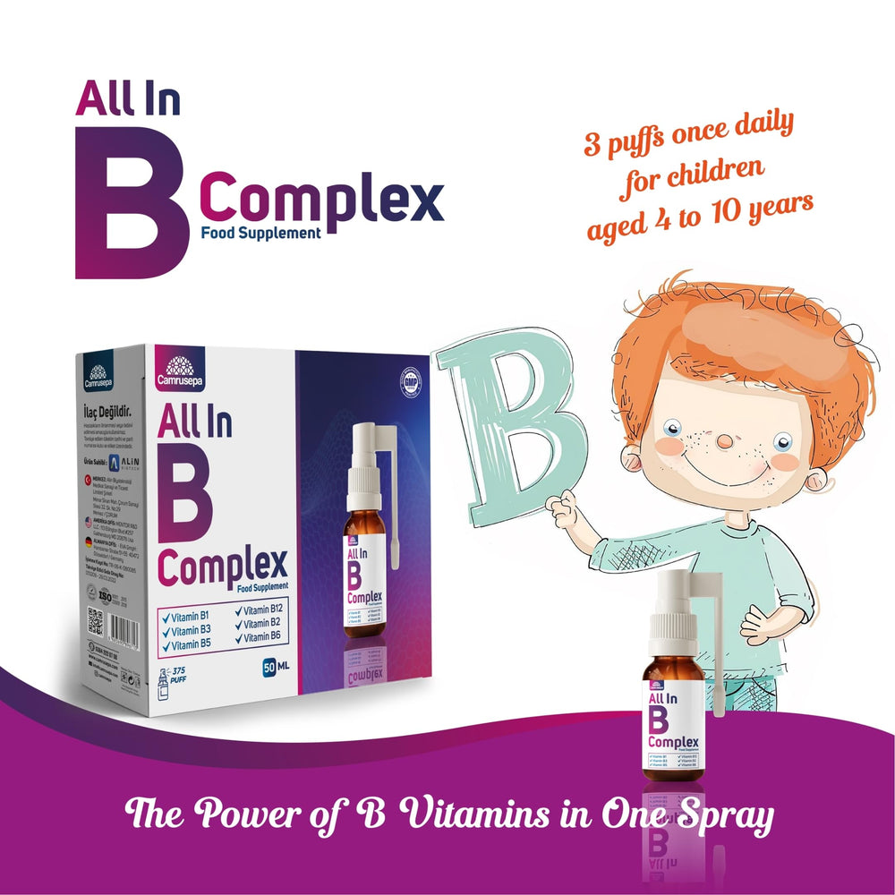 Camrusepa B Vitamin Complex bottle on shelf for daily wellness.