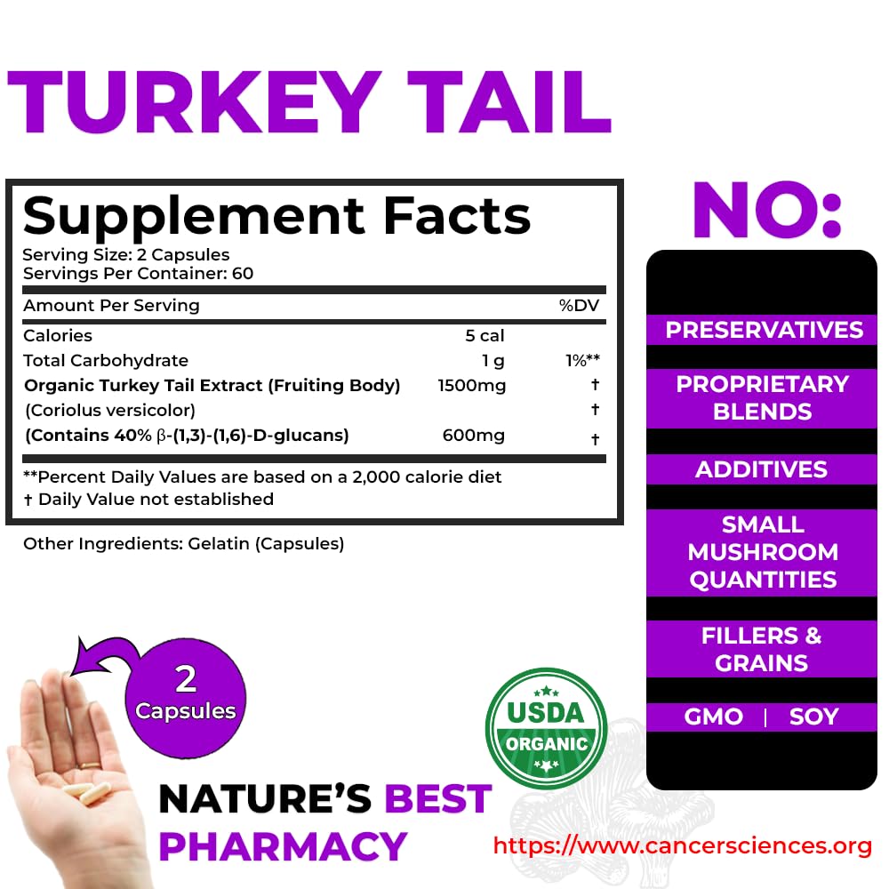 Cancer Sciences Turkey Tail organic certification stamp signals trusted organic quality