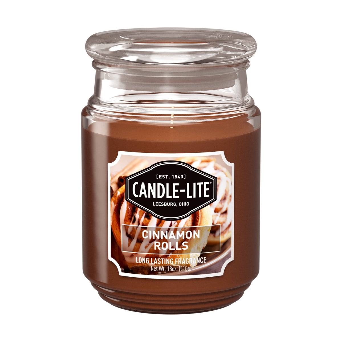 Candle-lite Cinnamon Rolls 18oz candle warming a living room ambiance
