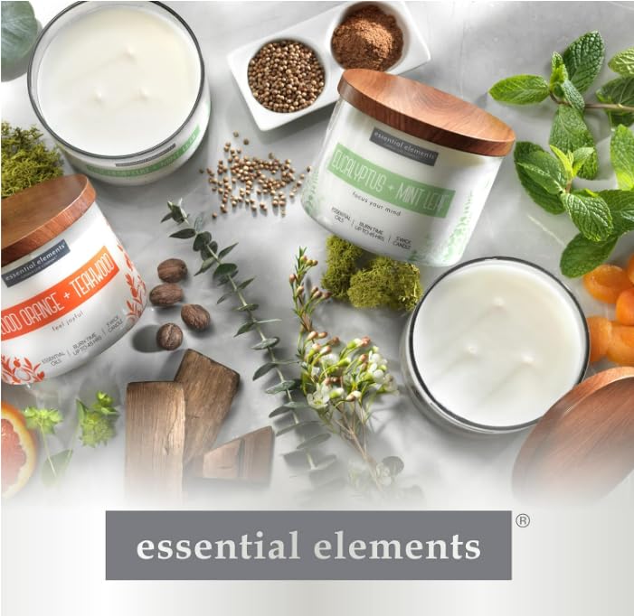 Candle-Lite Essential Elements Eucalyptus and Mint neutral decor fits any room.