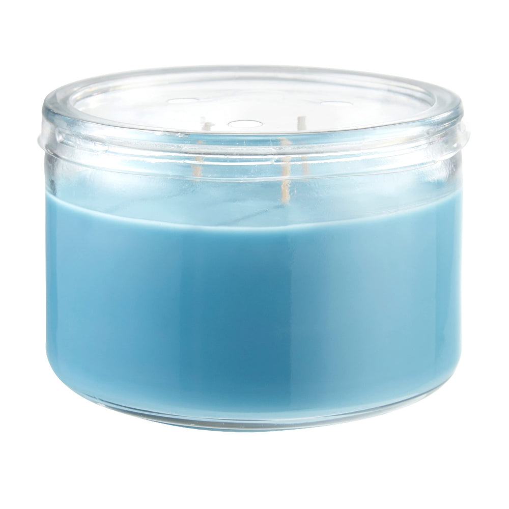 Candle-Lite Ocean Blue Mist 3-wick burn demonstrates even scent throw and long-lasting ambiance.