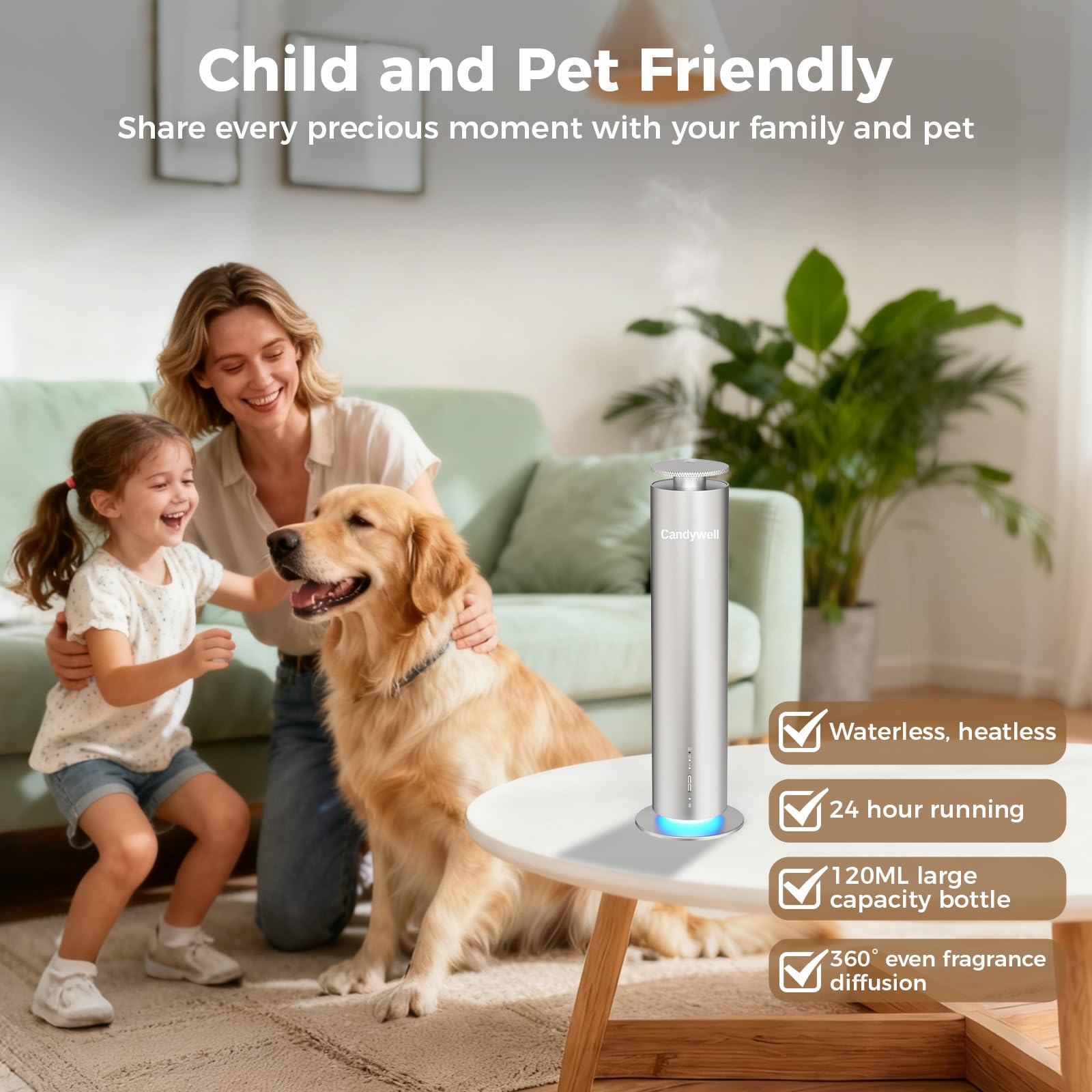 Candywell App-Remote Diffuser easily schedules runs and controls mist from anywhere.