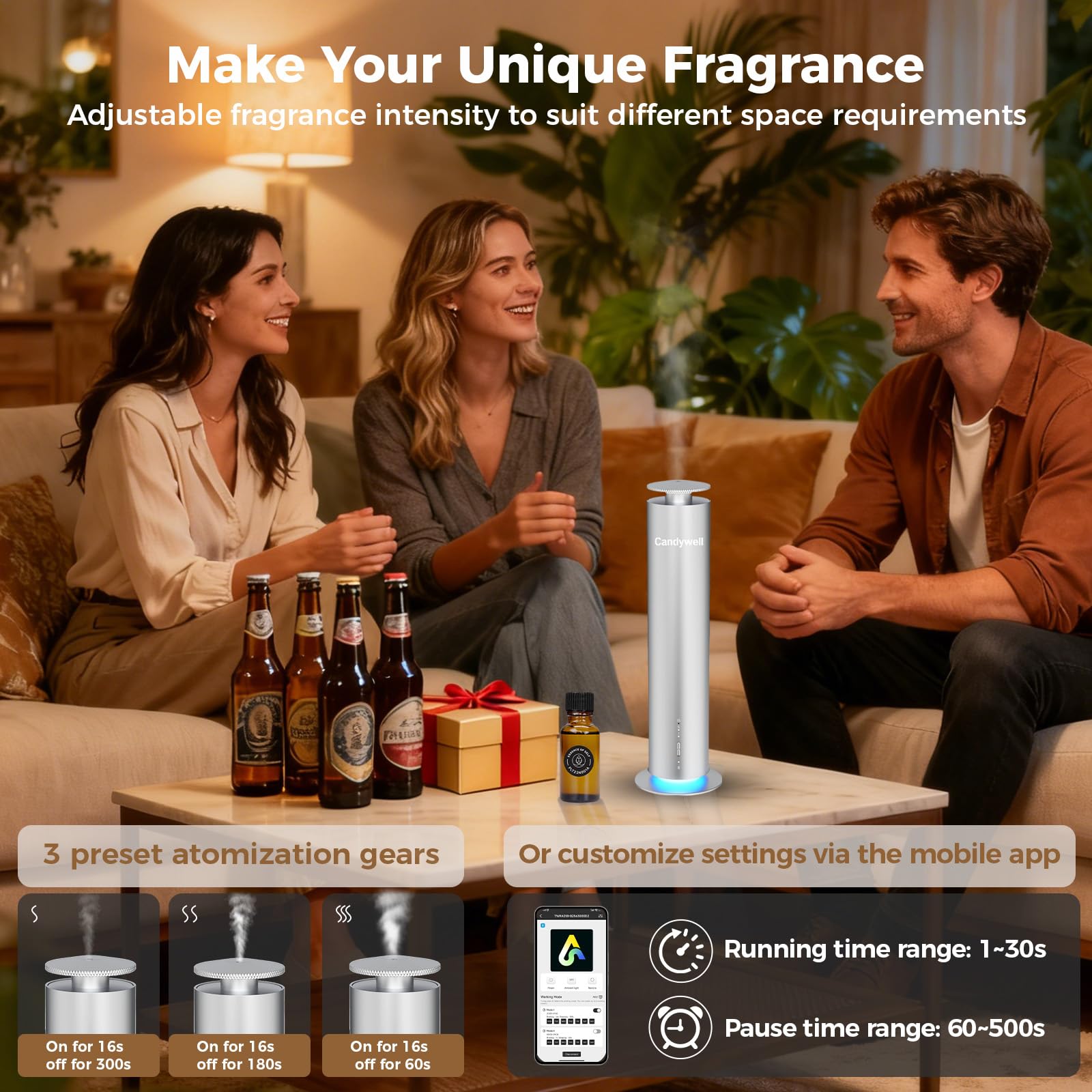 Candywell Oil-switch-120ml Diffuser allows quick scent changes without cleaning.