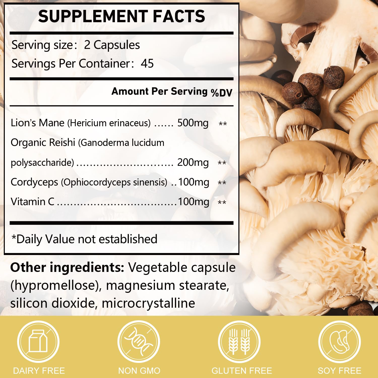 CANLIST Lion’s Mane capsules aimed at supporting focus and brain health.