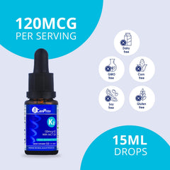 CanPrev K2 Drops unflavored liquid for flexible dosing.