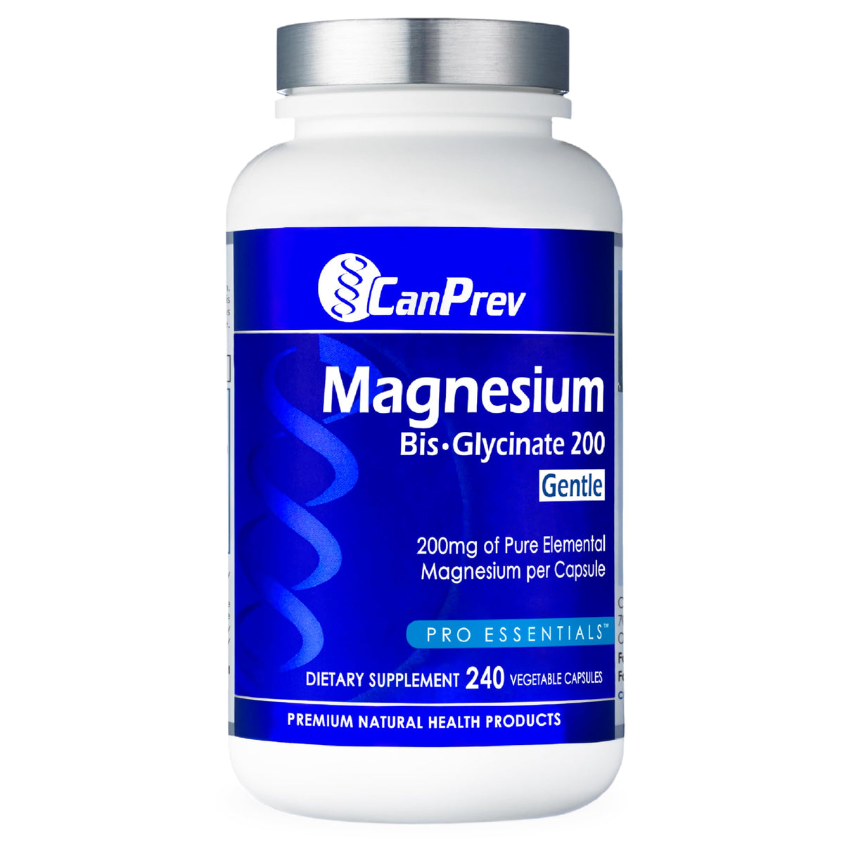 CanPrev Magnesium BisGlycinate 200mg bottle promoting gentle absorption