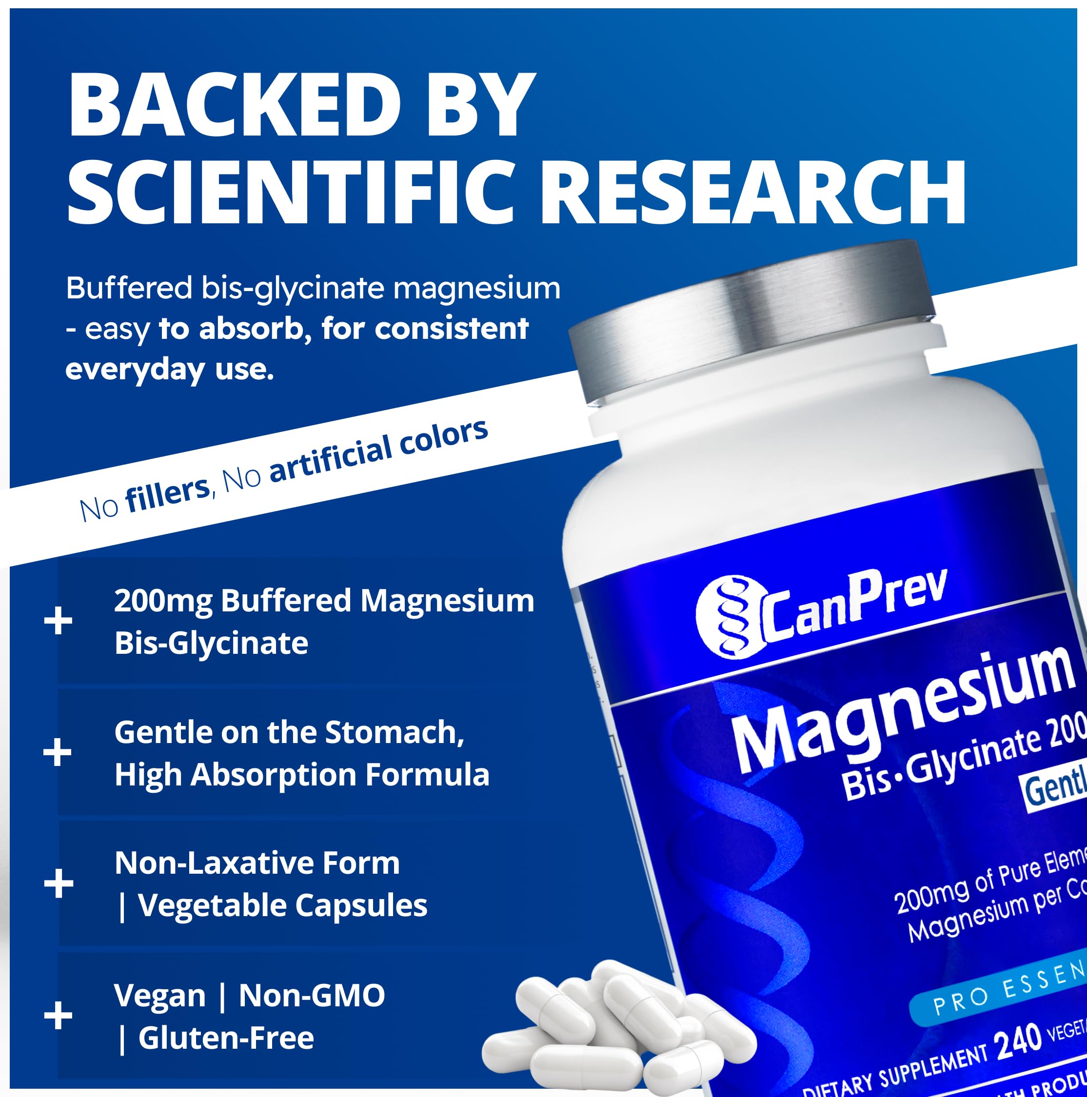 Close-up of CanPrev label highlighting gentle absorption benefits