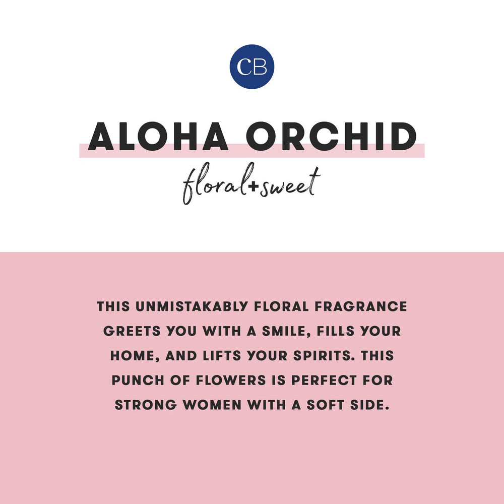 Capri Blue Aloha Orchid diffuser bottle highlights floral notes for mood lift.