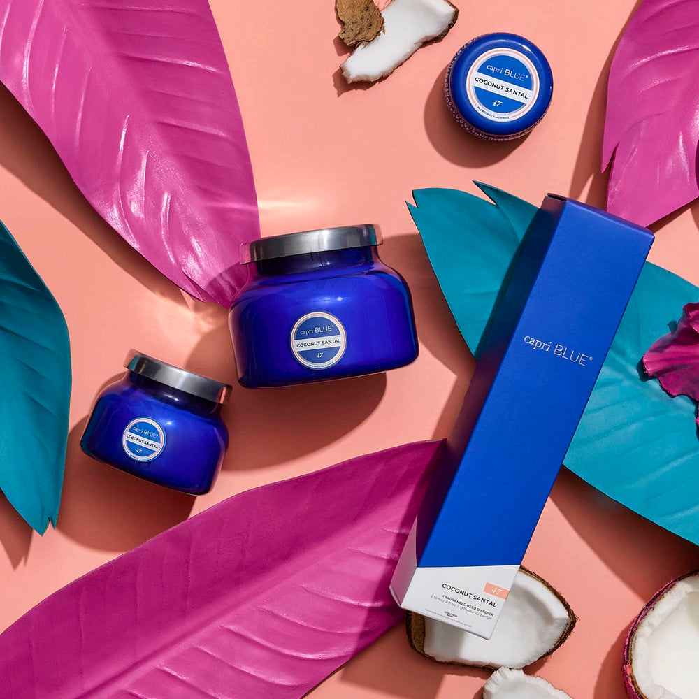 Capri Blue Coconut Santal fragrance notes hibiscus lime coconut for tropical mood