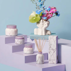 Capri Blue Modern Marble etched glass collar adds premium decor touch.