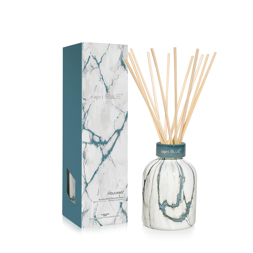 Capri Blue Modern Marble Reed Diffuser Set glass bottle enhances any room ambiance.