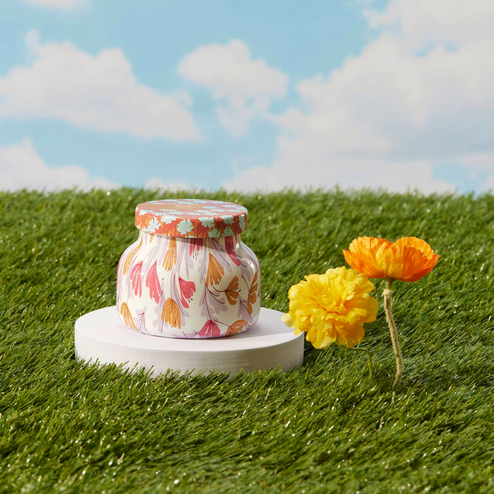 Capri Blue Pattern Play glass jar design adds a fruity floral touch to any room.