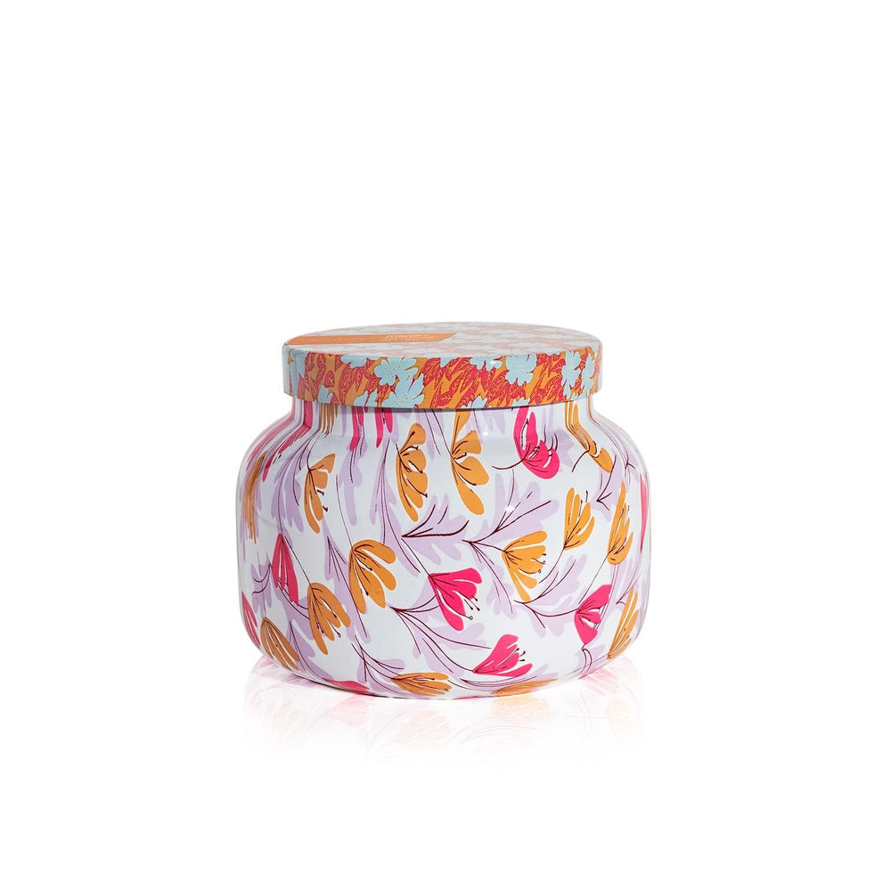 Capri Blue Pineapple Flower Pattern Play 19 oz jar emphasizes bold decor and tropical ambiance.