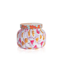 Capri Blue Pineapple Flower Pattern Play 19 oz jar emphasizes bold decor and tropical ambiance.