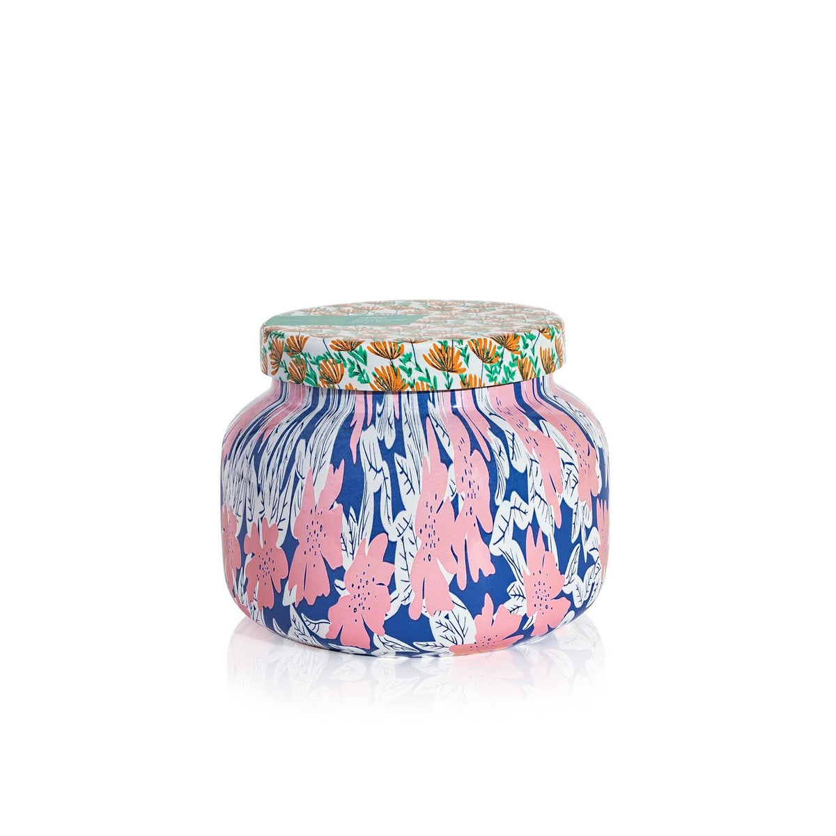 Capri Blue Pattern Play Volcano 19 oz jar front view showcases bold design and long-lasting fragrance.