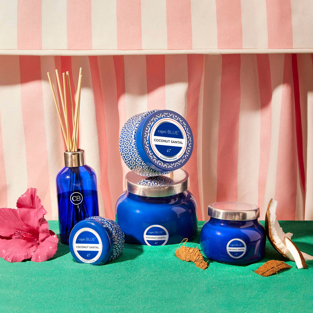 Capri Blue printed tin design complements modern interiors and gifting occasions.