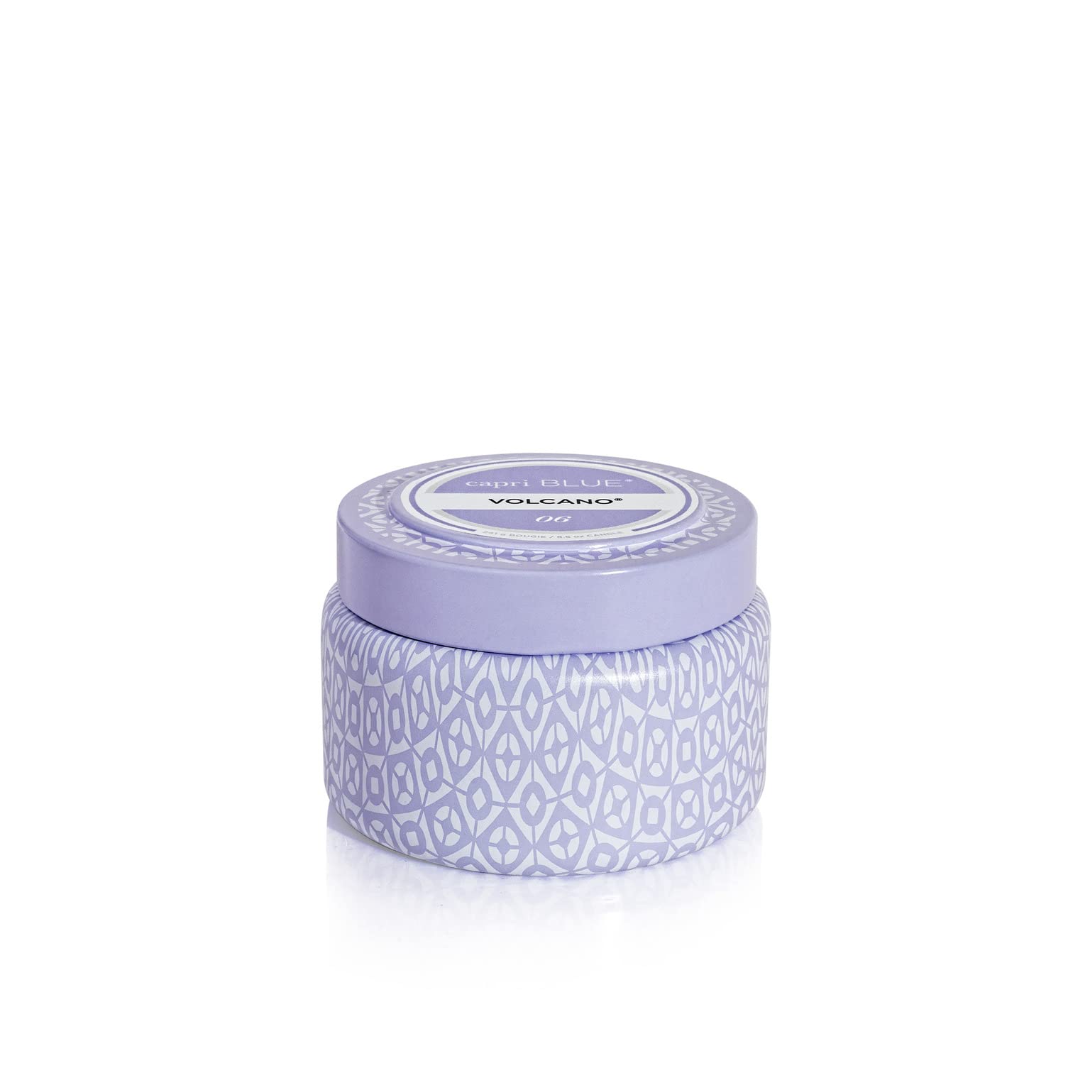 Capri Blue Volcano Lavender travel tin candle jar 8.5 oz ready for travel.