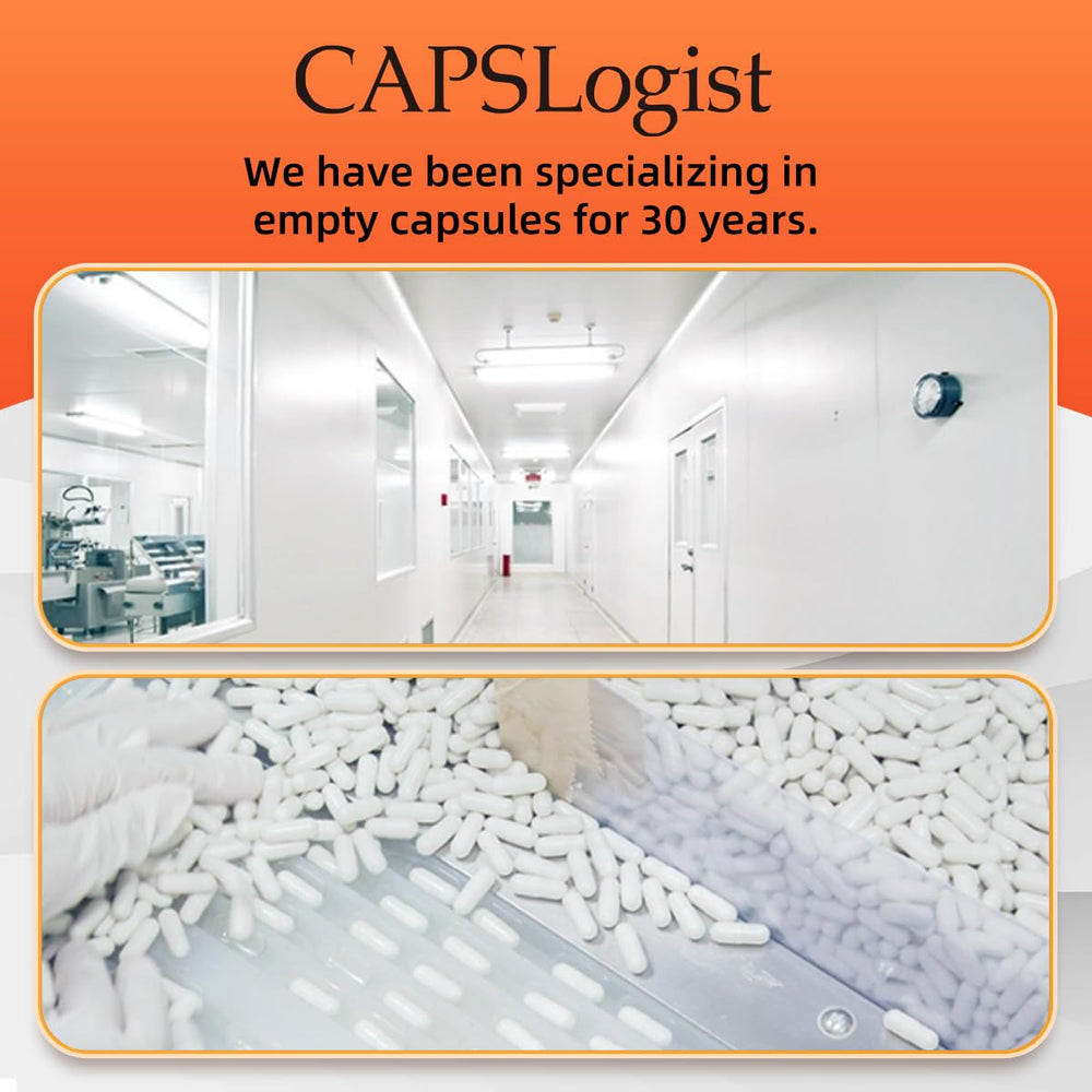 CapsLogist gelatin capsules packaged for your custom blend creation.