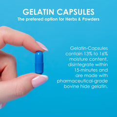 Capsuline packaging highlights bulk options for 100, 500, 1000, and 5000 counts.
