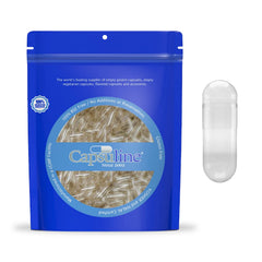 Capsuline size 000 empty capsules clear 500 count – front view for DIY filling.