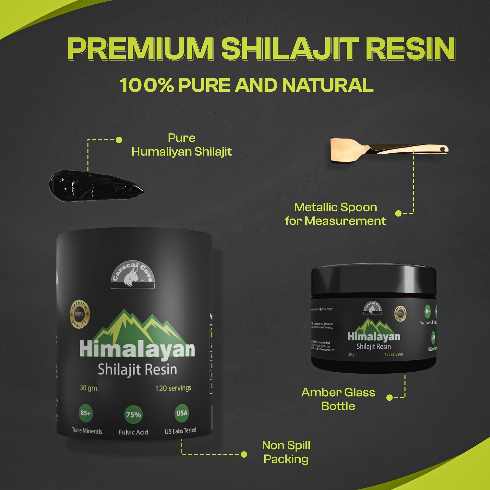 Caracal Cove Himalayan shilajit resin pour demonstrates potency and mineral richness.