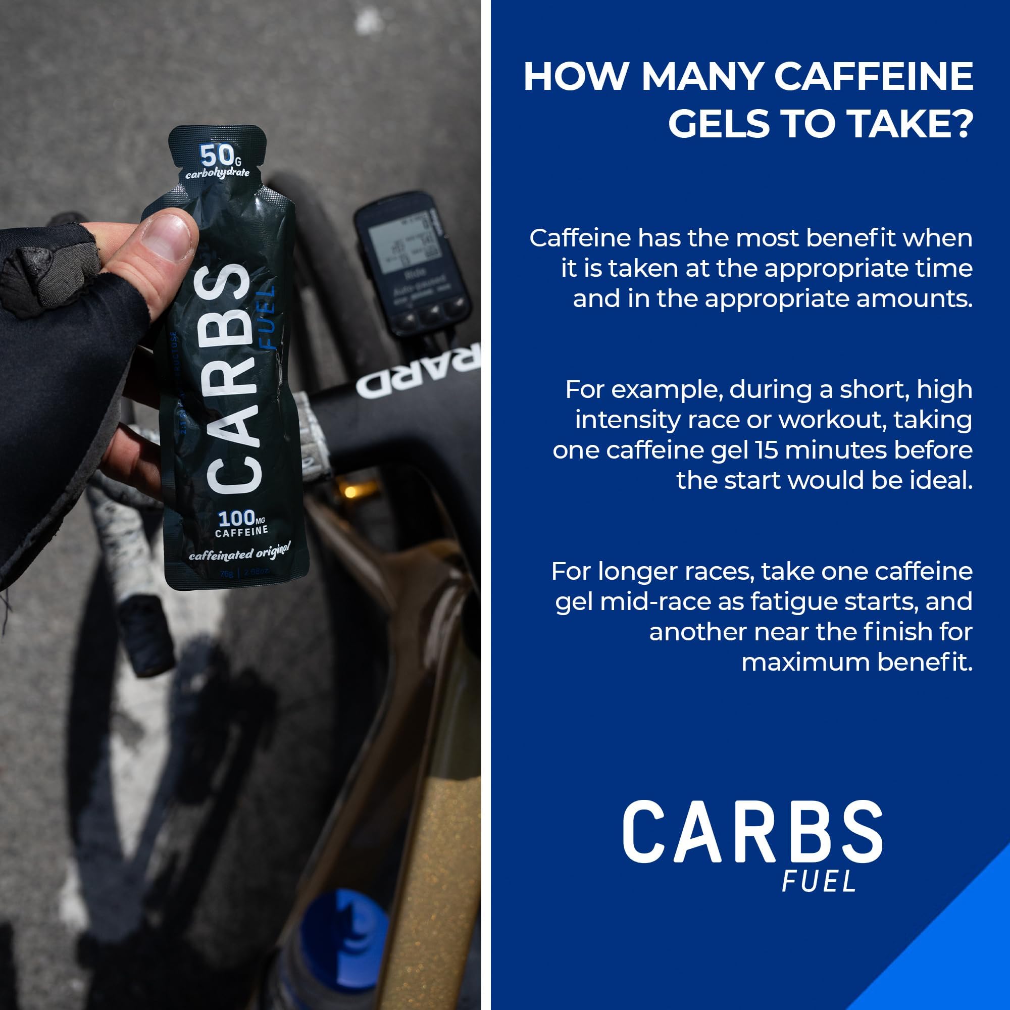 Closeup of Carbs Fuel gel tube dispensing during activity