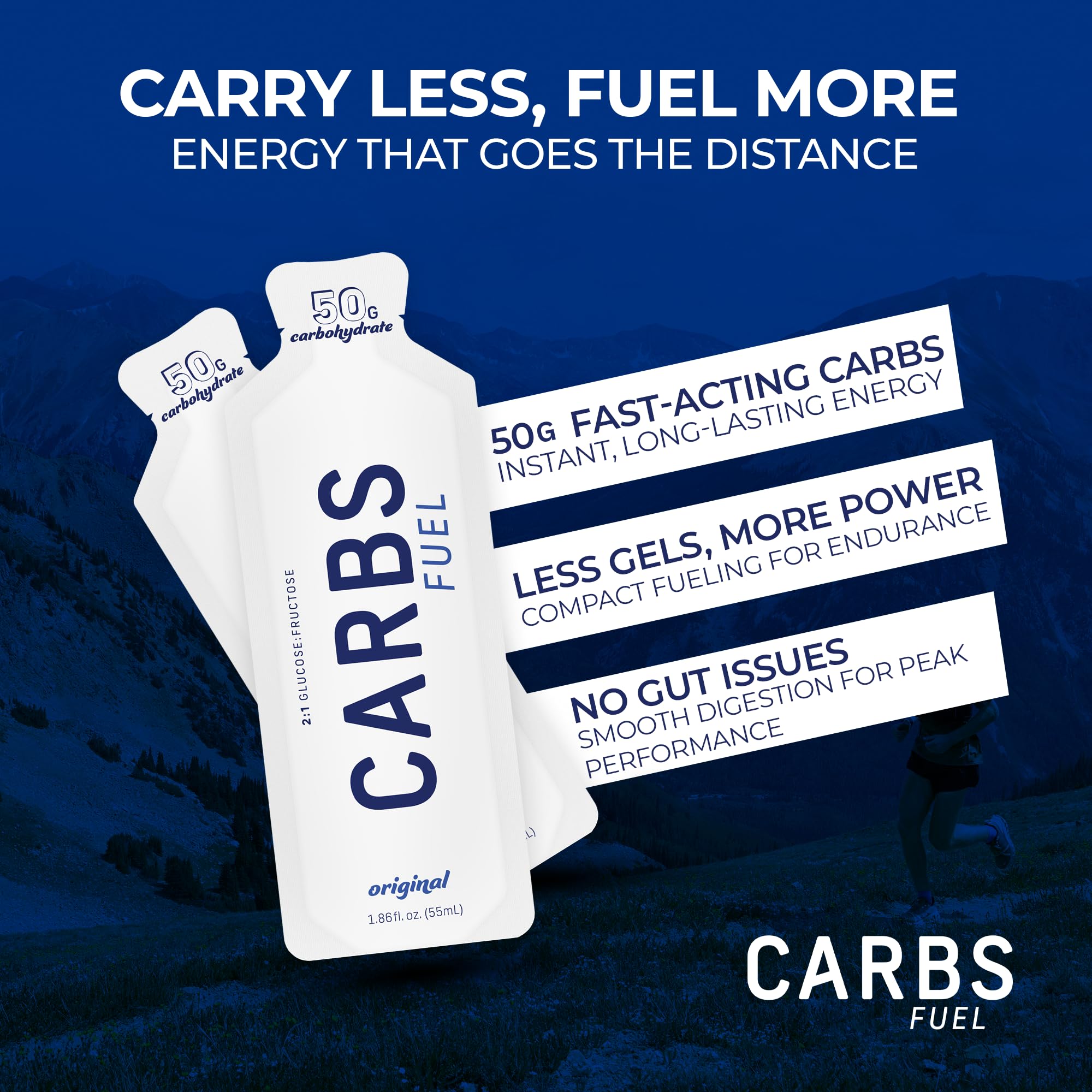 Carbs Fuel Original pocket-size packet for easy grabbing mid-run