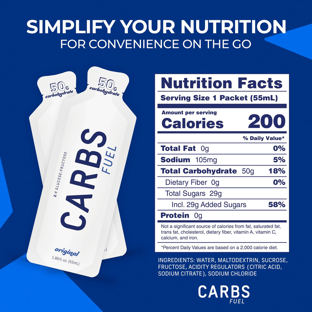 Carbs Fuel Original seal and label closeup conveys freshness