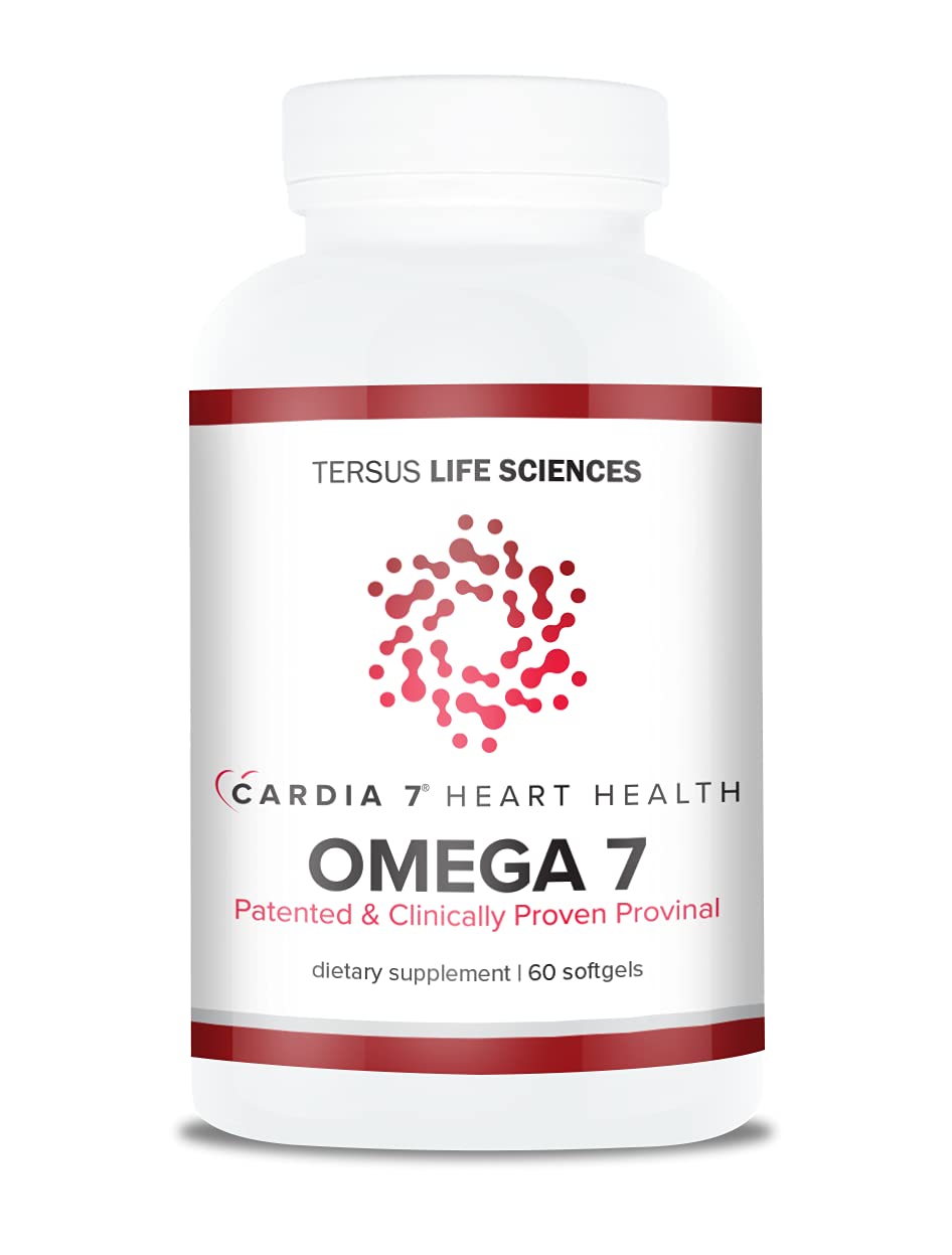 CARDIA7 Omega-7 softgel bottle on countertop for convenient daily support