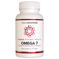 Cardia7 Heart Health Omega-7 softgel bottle front for daily wellness.