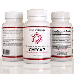 Cardia7 Provinal purified Omega-7 ingredient label close-up.
