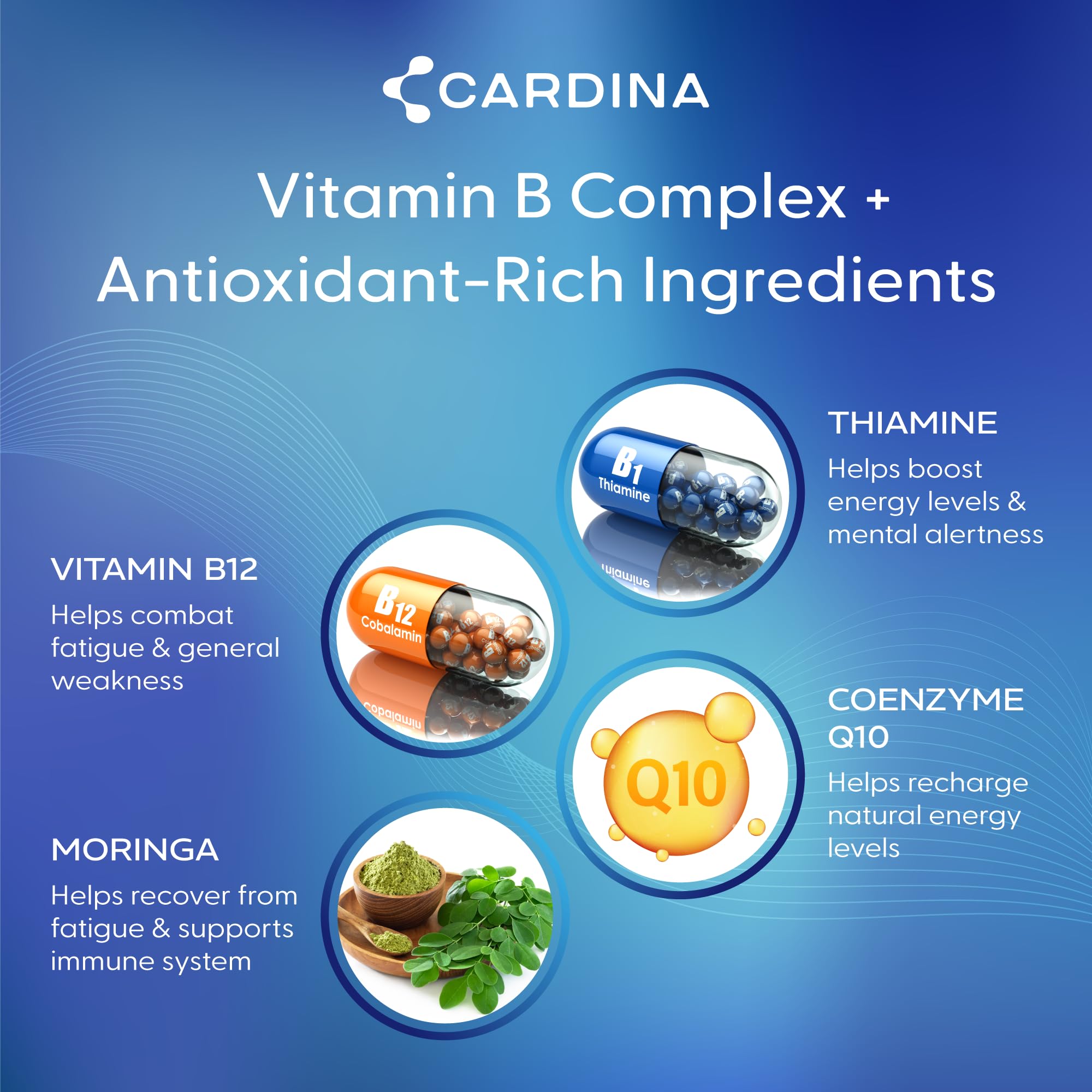 Cardina B12 dispensing capsule shot suggesting on-the-go support.