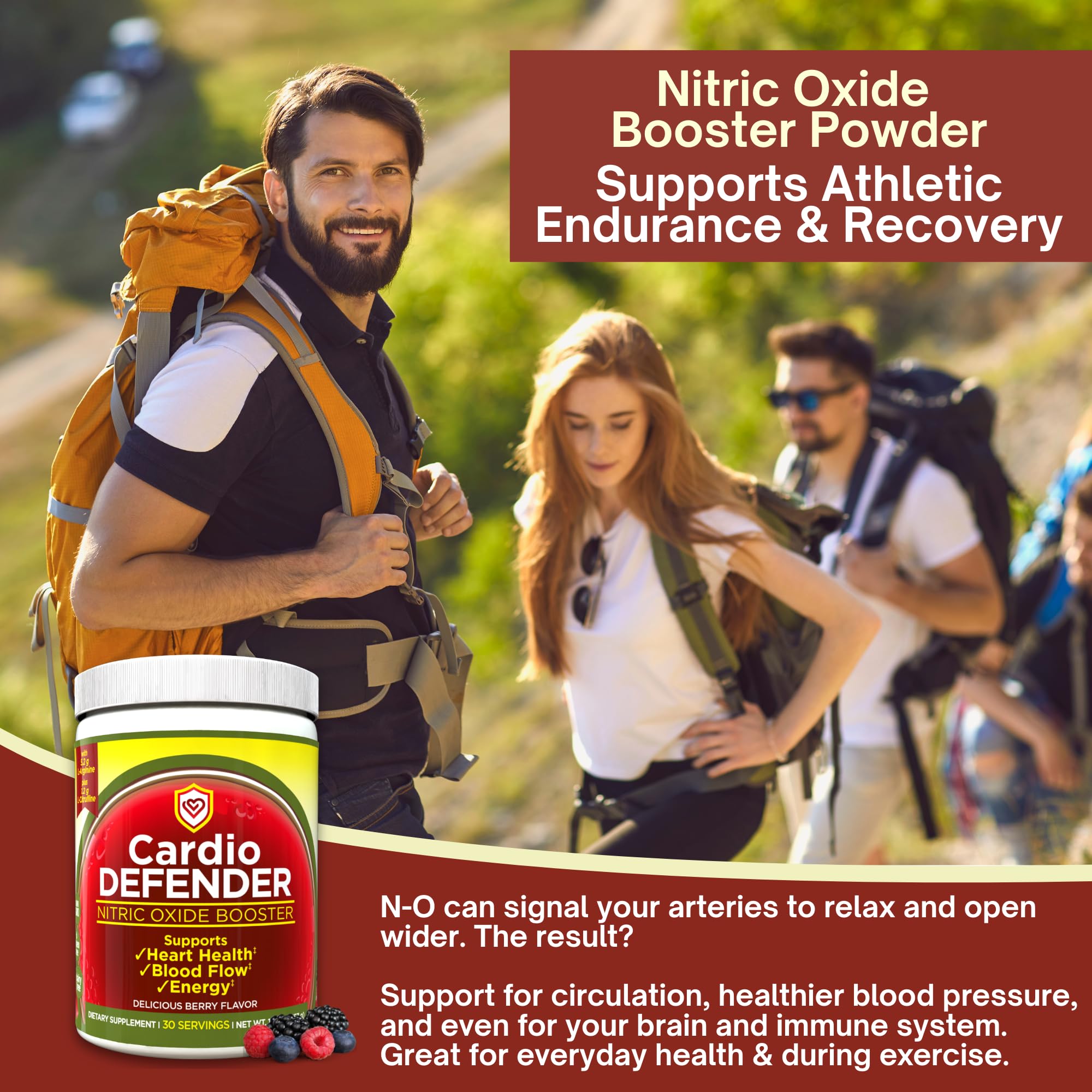 Cardio Defender pre-workout-fuel beverage with powder mix ready for use.