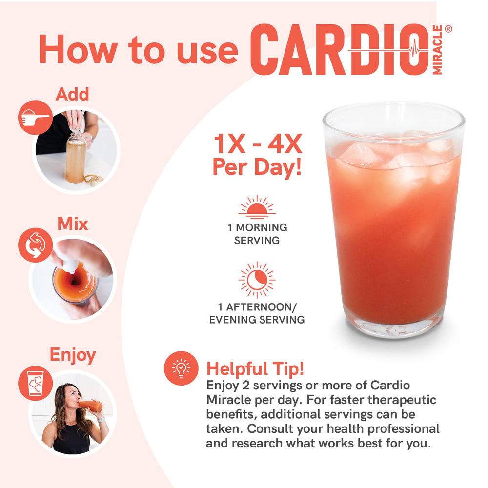 Serving scoop on Cardio Miracle nutrition label for convenient dosing