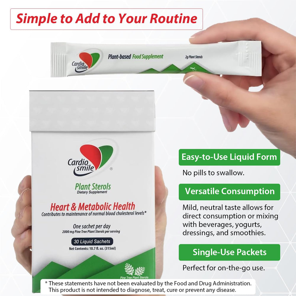 Cardiosmile liquid stick packs ready to add to drinks