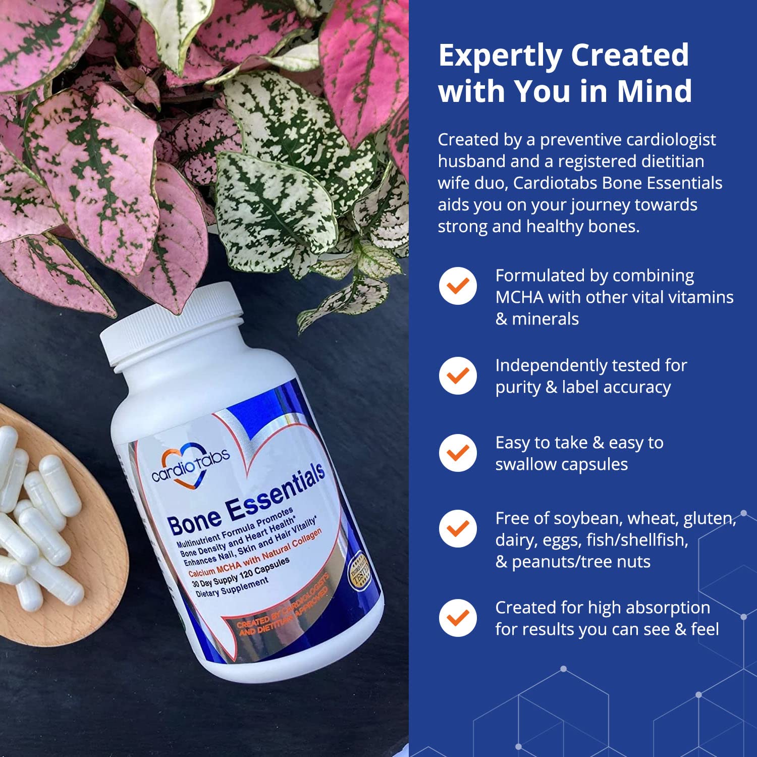 Label view showing Vitamin D3 and Vitamin K2 blend in CardioTabs Bone Essentials.
