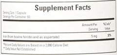 Cardiovascular Research Ferritin capsules close-up showing 5 mg dose.