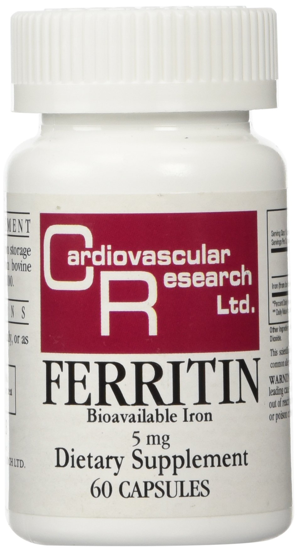 Cardiovascular Research Ferritin bottle for daily iron support.