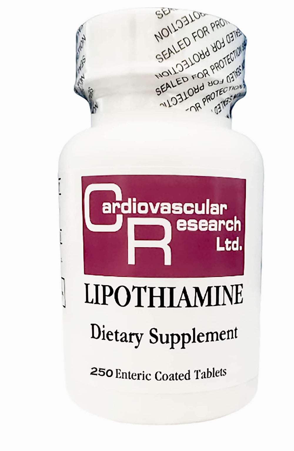 Cardiovascular Research Lipothiamine B bottle label emphasizing high absorption formula.