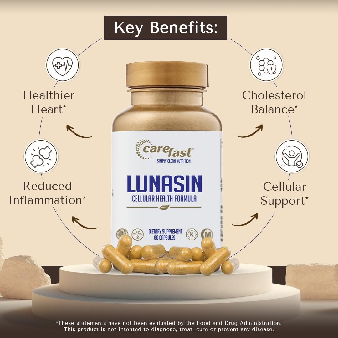 Carefast Lunasin inflammation-immunity label on bottle, representing holistic well-being.