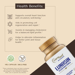 Carefast Lunasin triple-antioxidant defense packaging, emphasizing natural ingredients.